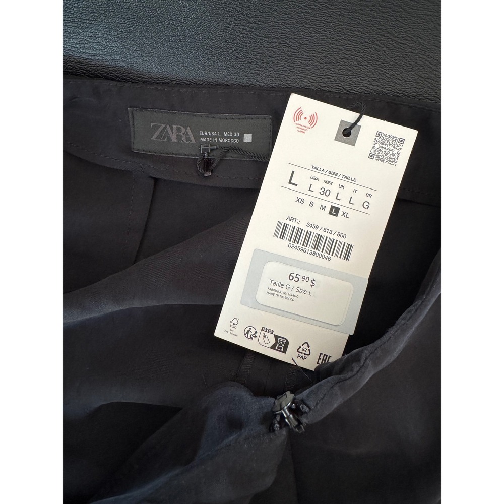 Zara Black Draped Draped Front Midi Skirt Size L NWT - Picture 4 of 8